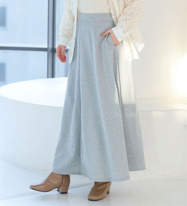 A HAPPY MARILYN（アハッピーマリリン）の「【Ｌ～８Ｌ】選べる身長別＆デザイン　ゆるっと楽ちん　ミニ裏毛　フレアスカート＆ワイドパンツ（ワイドパンツ・ガウチョ）」｜スカート／グレー