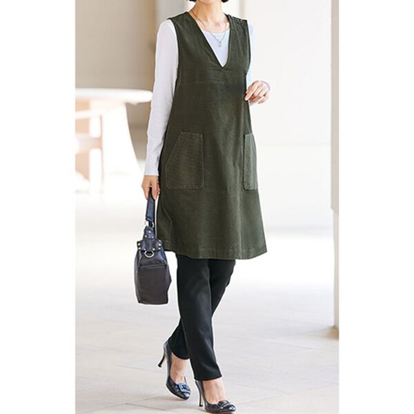 BELLUNA（ベルーナ）の「綿１００％コーデュロイ素材切替ジャンパードレス（チュニック）」｜詳細画像