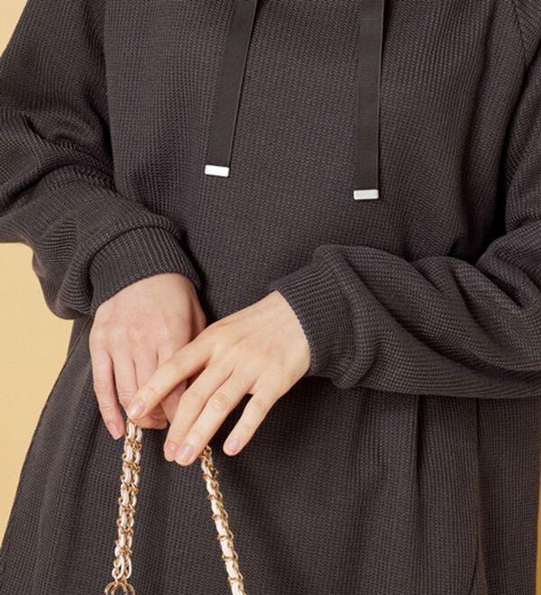 BELLUNA（ベルーナ）の「あぜ調裏起毛素材ワイドネックチュニック（チュニック）」｜詳細画像