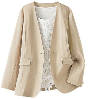 BELLUNA（ベルーナ）の「カジュアルコーデにきちんと感を！ノーカラージャケット（ノーカラージャケット）」｜ベージュ