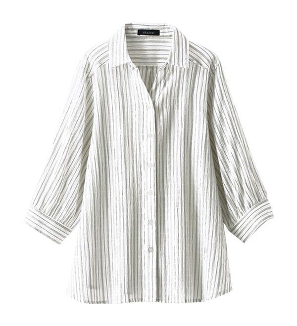 BELLUNA（ベルーナ）の「スキッパー衿ぽこぽこ素材ブラウス（ブラウス）」｜詳細画像