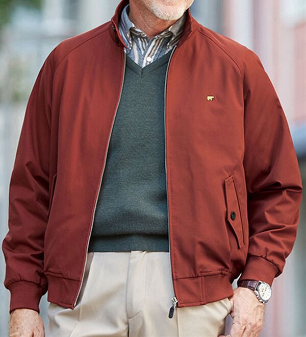 「＜ゴールデンベア＞裏フリース暖かスイングトップ（メンズブルゾン）」｜ダークオレンジ