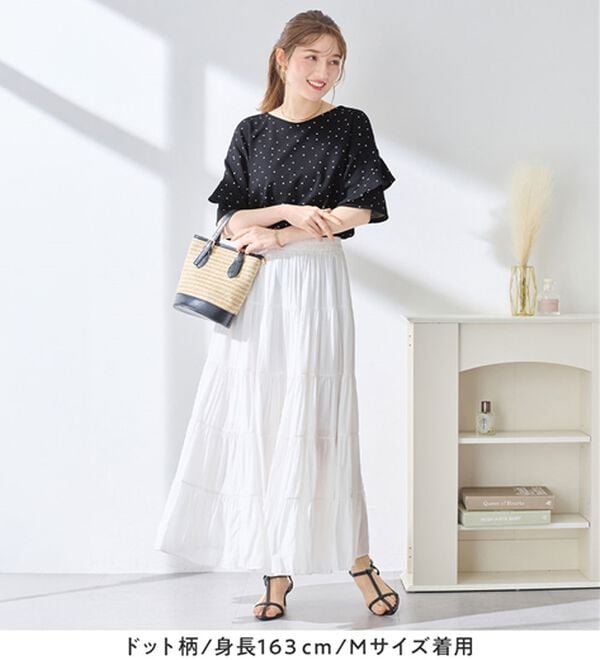 alotta（アロッタ）の「【４つの機能付】ひんやりフリル袖ブラウスＴシャツ（ブラウス）」｜詳細画像