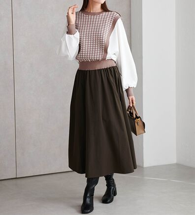 RANAN（ラナン）の「重ね着風ドッキングワンピース（ドッキングワンピース）」