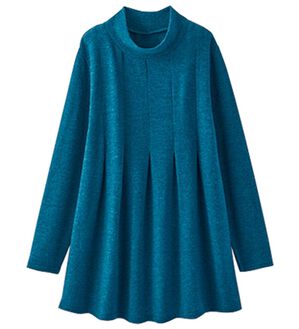 BELLUNA（ベルーナ）の「杢調素材タックデザインチュニック（チュニック）」｜ターコイズ