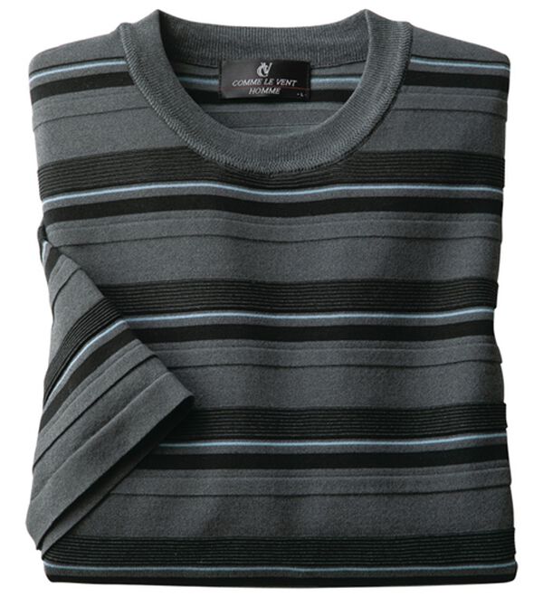 「＜コムルヴァン・オム＞洗える涼感ニットＴシャツ（メンズニット・セーター）」｜グレー