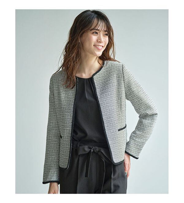 GeeRA（ジーラ）の「【４点セット】ツイードジャケットワイドパンツスーツセット（パンツスーツ）」｜詳細画像