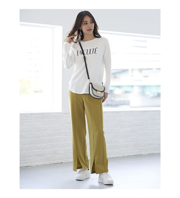 BELLUNA（ベルーナ）の「錯覚美脚！裾スリットセミワイドパンツ（フルレングスパンツ）」｜詳細画像