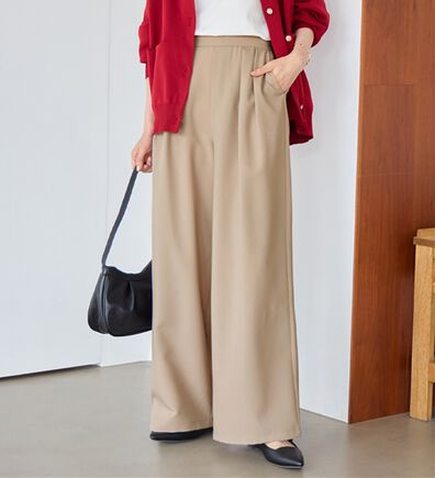Viola e Viola（ヴィオラ エ ヴィオラ）の「【シワになりにくい】隠して美脚とろみ２タックワイドパンツ（ワイドパンツ・ガウチョ）」