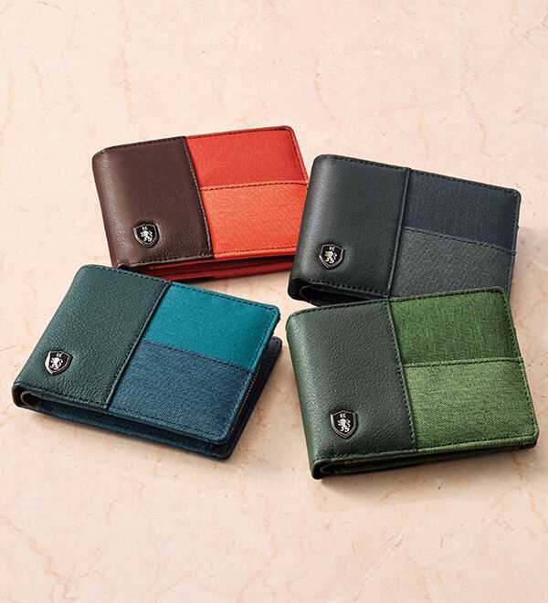 「＜ハートオブライオン＞レザーコンビ折り財布（メンズ財布・パスケース）」｜詳細画像