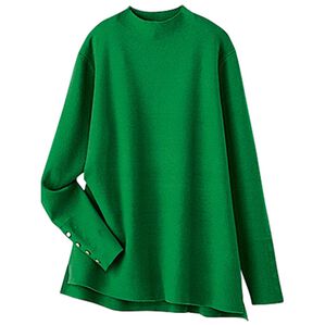 BELLUNA（ベルーナ）の「もちもち素材袖ボタンニットプルオーバー（ニット・セーター）」｜グリーン