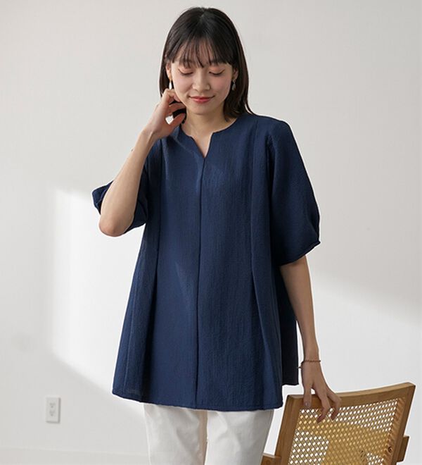 BELLUNA（ベルーナ）の「スッキリ見せ！ポコポコ素材プルオーバー（ブラウス）」｜詳細画像