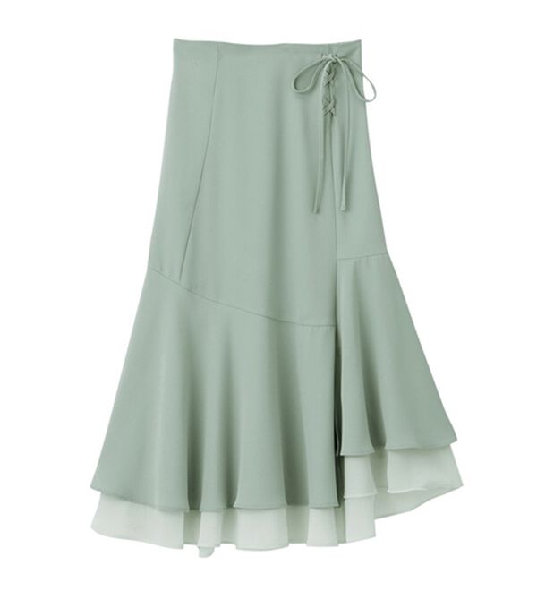 alotta（アロッタ）の「アシメ切替裾シフォンスカート（ロングスカート）」｜詳細画像