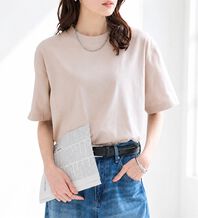 BELLUNA（ベルーナ）の「【汗ジミ対策◎】＜エアリーアイスコットン＞オーバーサイズＴシャツ【選べる袖丈】（カットソー）」