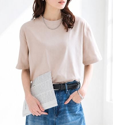 BELLUNA（ベルーナ）の「【汗ジミ対策◎】＜エアリーアイスコットン＞オーバーサイズＴシャツ【選べる袖丈】（カットソー）」