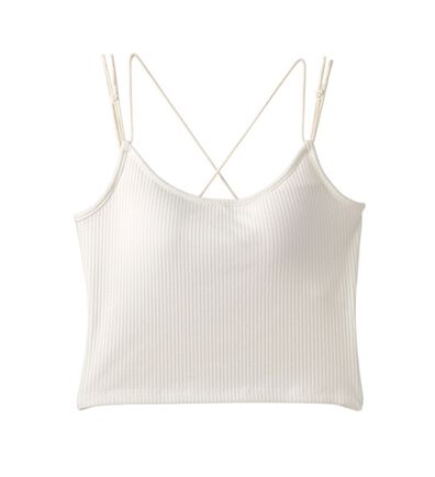 YU'NOW（ユナウ）の「カップ付クロップドバッククロスキャミソール（ブラトップ・カップ付きインナー）」