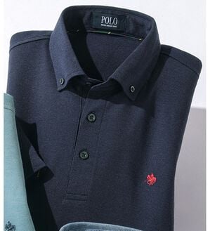 「＜ポロ・ビーシーエス＞上品５分袖ポロシャツ（メンズポロシャツ）」｜ネイビー