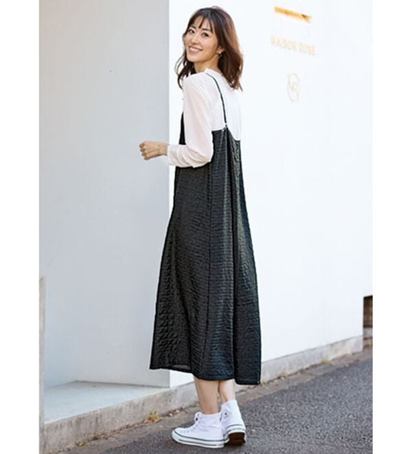 BELLUNA（ベルーナ）の「夏のコーデに悩まない！インナー付ジャカードキャミワンピ（カットソーワンピース）」｜詳細画像