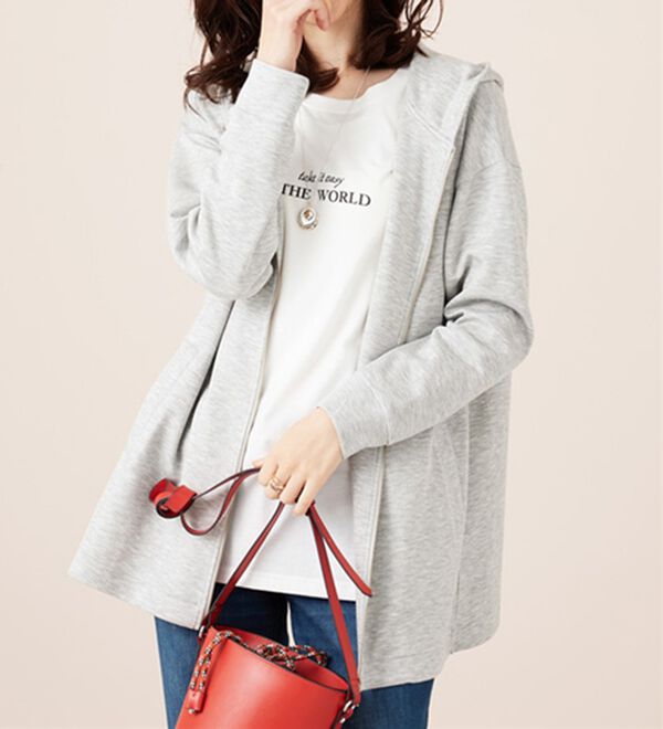 BELLUNA（ベルーナ）の「フードデザインとろみ素材ジップアップパーカー（パーカー）」｜詳細画像