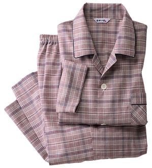 「日本製ひんやり綿１００％播州織パジャマ（メンズルームウェア）」｜ワイン