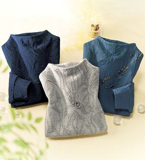 ルフラン（ルフラン）の「【３色組】華ジャカード編トレーナー（カットソー）」｜詳細画像