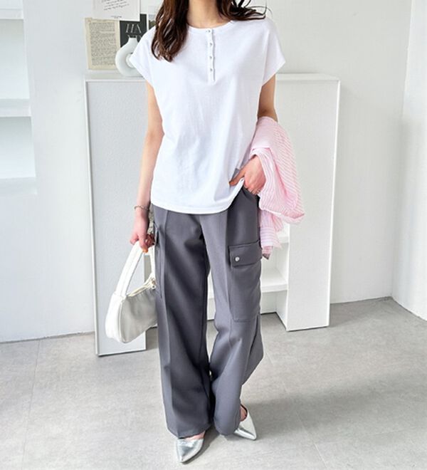 GeeRA（ジーラ）の「綿１００％前後２ＷＡＹシルケットフレンチスリーブカットソー（Tシャツ）」｜詳細画像