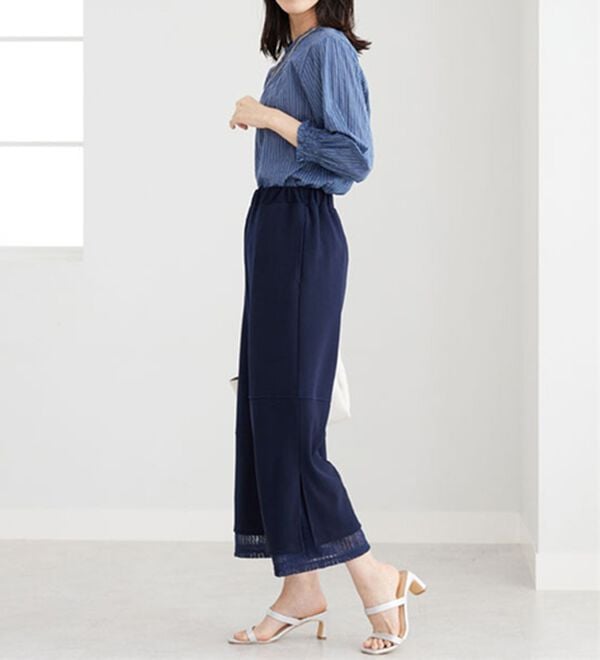 BELLUNA（ベルーナ）の「【Ｌａｇｒｉｌｕａ】裾レース使いアシメ切替デザインパンツ（ワイドパンツ・ガウチョ）」｜詳細画像