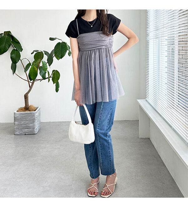 GeeRA（ジーラ）の「ラメチュールギャザーキャミチュニック（チュニック）」｜詳細画像