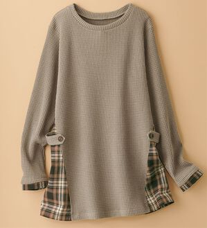 BELLUNA（ベルーナ）の「異素材重ね着風チュニック（チュニック）」｜カフェモカ