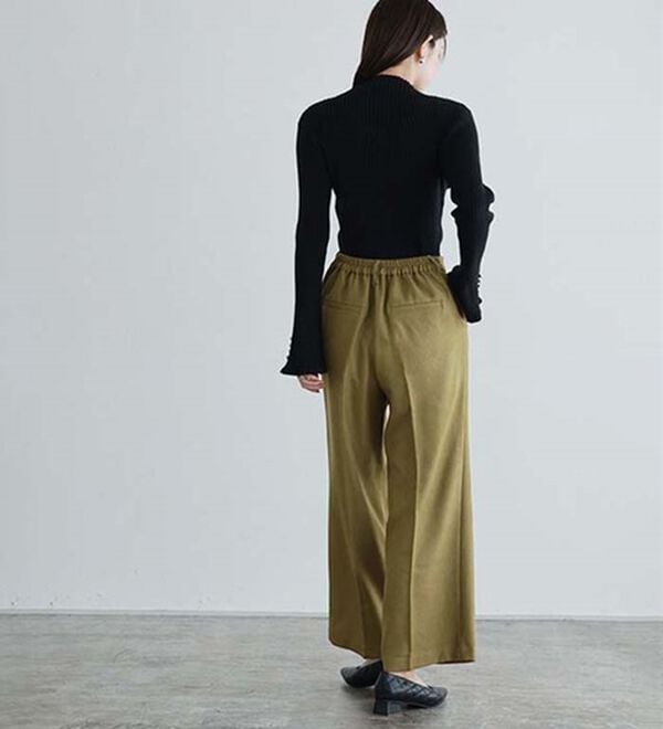 Pierrot（ピエロ）の「大人シルエットウールライクタックワイドパンツ（ワイドパンツ・ガウチョ）」｜詳細画像