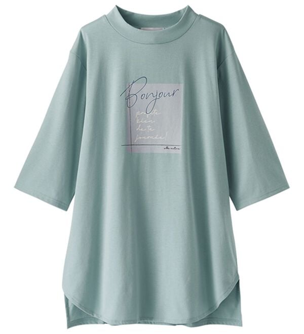 BELLUNA（ベルーナ）の「＜ＥＬＬＥ　Ａｃｔｉｖｅ＞多機能ロゴプリントチュニック（チュニック）」｜スモークブルー