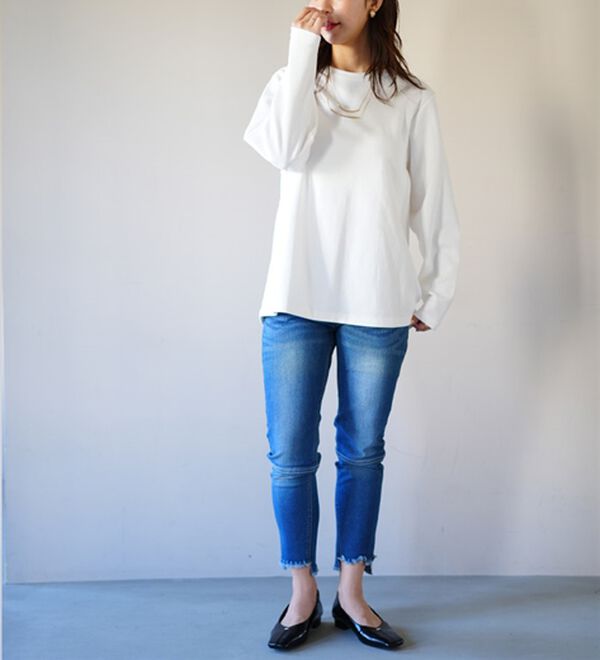 A HAPPY MARILYN（アハッピーマリリン）の「【Ｍ～８Ｌ】名品！「３つのシルエット」と「長袖／半袖」から選べる 綿混 ベーシック Ｔシャツ（Tシャツ）」｜詳細画像