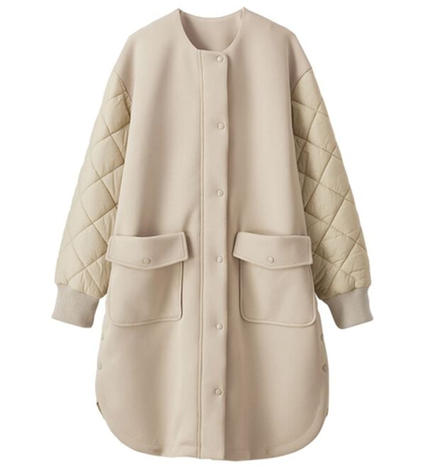 BELLUNA（ベルーナ）の「ダイヤキルト切替とろみ素材ロングコート（ロングコート）」｜詳細画像