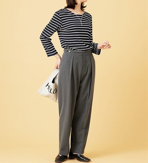 BELLUNA（ベルーナ）の「柔らかポンチ素材ボーダープルオーバー（カットソー）」｜詳細画像