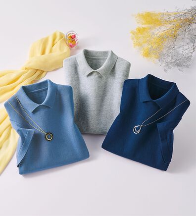 ルフラン（ルフラン）の「【３色組】綿１００％衿付きニットプルオーバー（ニット・セーター）」