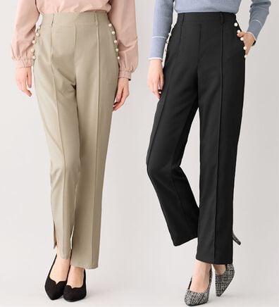 alotta（アロッタ）の「パール調ボタン付テーパードパンツ（テーパードパンツ）」