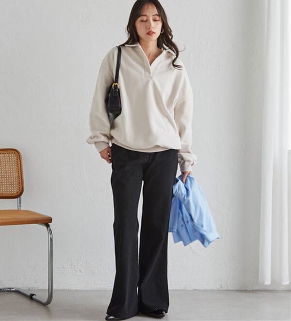 RANAN（ラナン）の「あったか裏ベロアニットコールフレアパンツ（フルレングスパンツ）」｜詳細画像