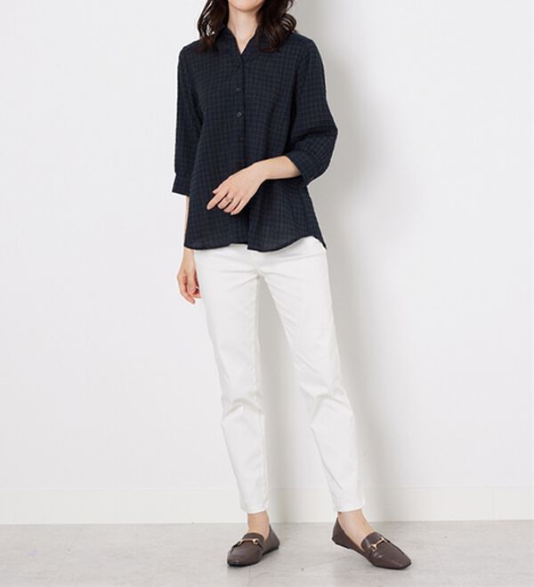 BELLUNA（ベルーナ）の「スキッパー衿ぽこぽこ素材ブラウス（ブラウス）」｜詳細画像