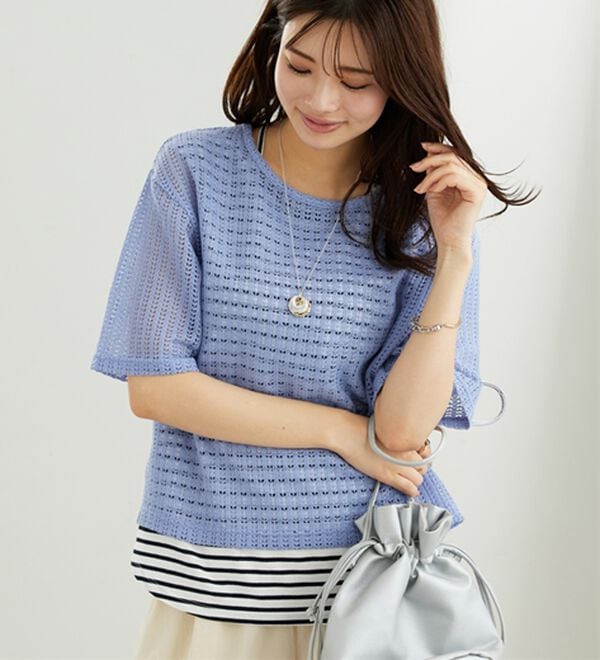 BELLUNA（ベルーナ）の「透かし編プルオーバーアンサンブル（アンサンブル）」｜詳細画像