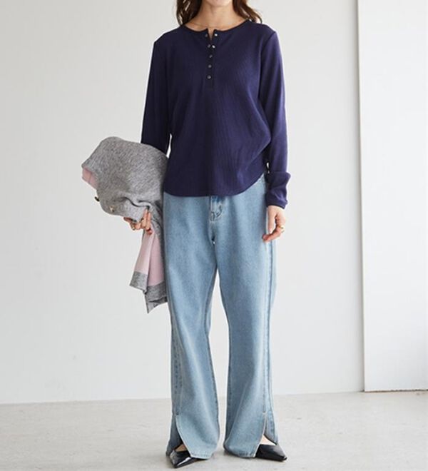 RANAN（ラナン）の「ヘンリーネックワッフルロンＴ（カットソー）」｜詳細画像