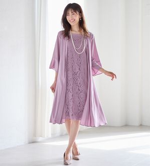 alotta（アロッタ）の「華やかレース使いアンサンブル風ワンピース（ワンピースセットスーツ）」｜詳細画像