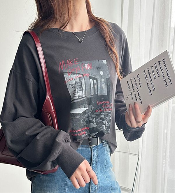 GeeRA（ジーラ）の「アソートデザインフォトプリントロンＴ（カットソー）」｜チャコール&times;ダイナー