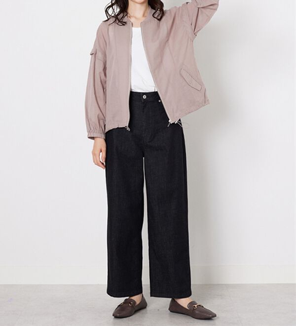 BELLUNA（ベルーナ）の「麻調素材リブ使いシアーブルゾンジャケット（ブルゾン）」｜詳細画像