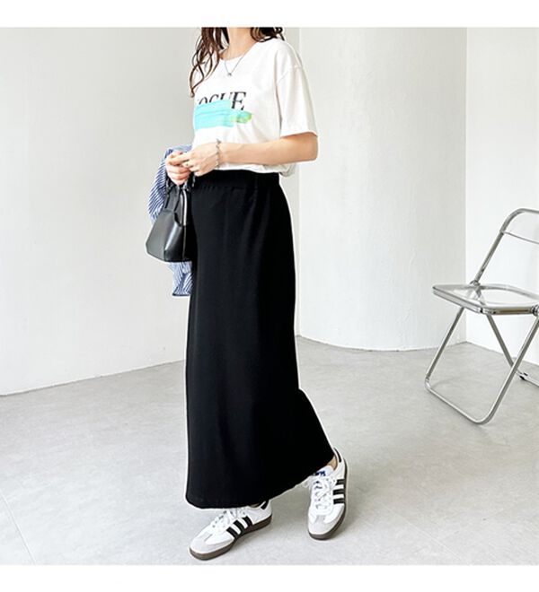 GeeRA（ジーラ）の「【着回し力◎】楽ちんすっきり見え！リブロングスカート（ロングスカート）」｜詳細画像