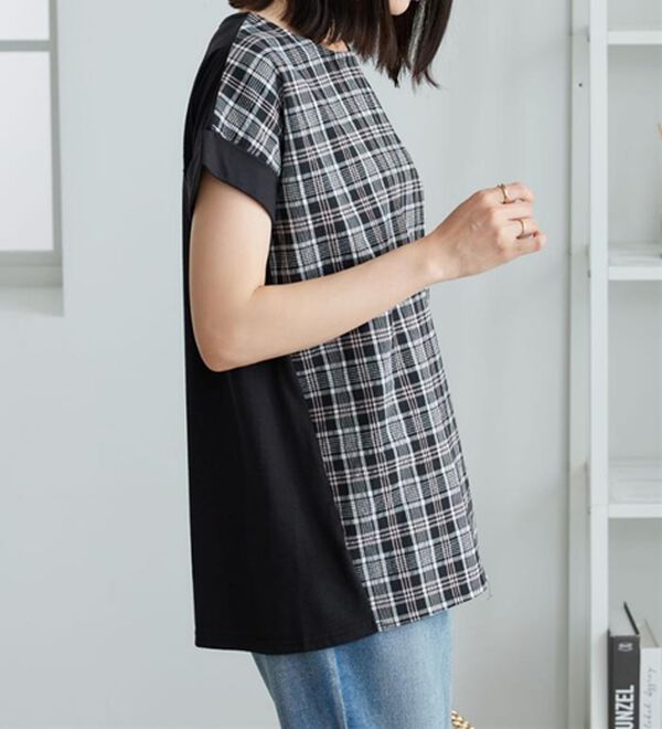 BELLUNA（ベルーナ）の「サッカーチェック切替デザインチュニック（チュニック）」｜詳細画像