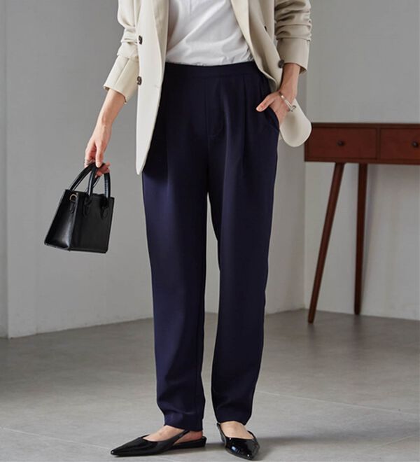 RANAN（ラナン）の「【選べる股下】美脚シルエットタックパンツ（股下６１・６５ｃｍ）（フルレングスパンツ）」｜詳細画像