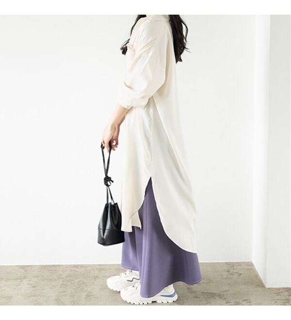 GeeRA（ジーラ）の「スリット入りロングシャツワンピース（シャツワンピース）」｜詳細画像