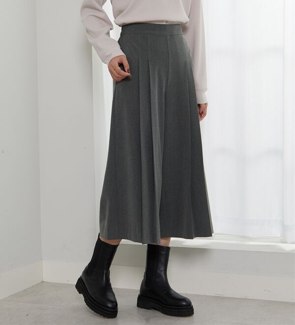 BELLUNA（ベルーナ）の「サマ見えプリーツデザインワイドパンツ（ワイドパンツ・ガウチョ）」｜詳細画像