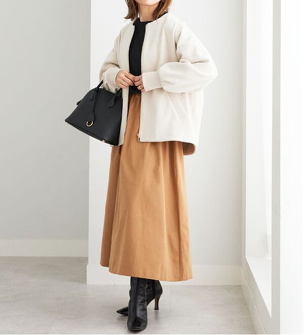 BELLUNA（ベルーナ）の「【ｍａｋｏさんコラボ】ウール調ノーカラーブルゾン（ブルゾン）」｜詳細画像