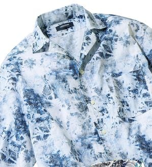 「＜Ｃ．ｂ．Ｇ＞エーゲ海コットン使用エレガンスシャツ（メンズシャツ）」｜サックス(半袖開衿)